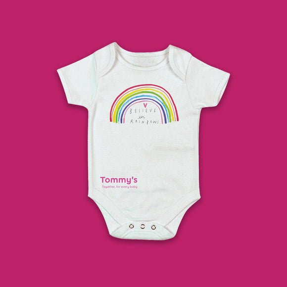 Believe in Rainbows babygrow – Tommy's Shop - Main Image